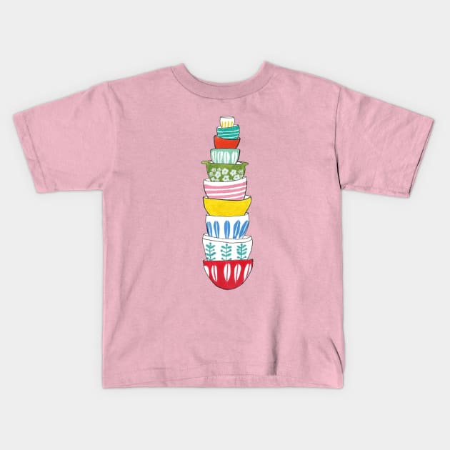 Stacked Retro Dishware Kids T-Shirt by jenblove
